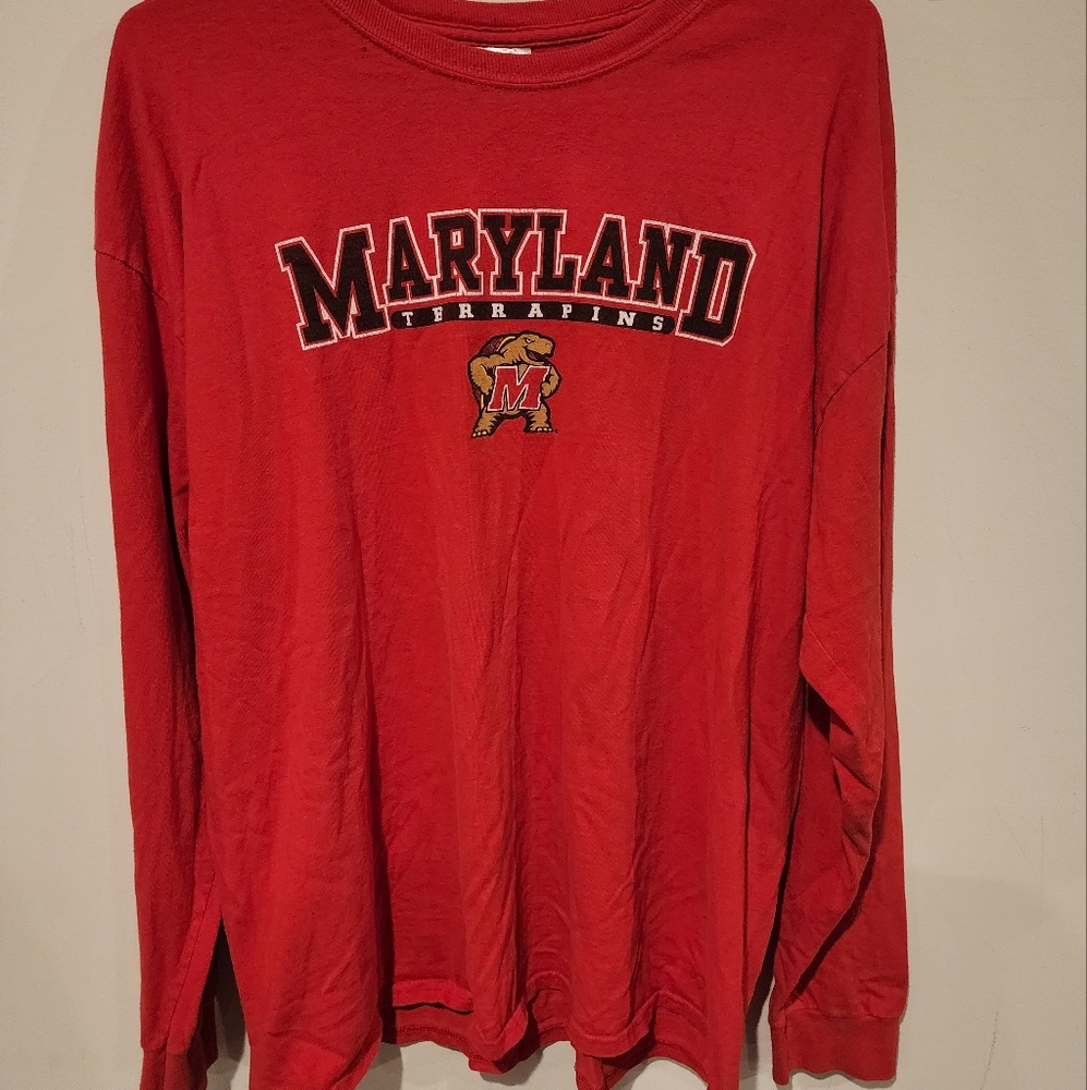 Gildan Maryland Terrapins Long Sleeve Tee Red XL